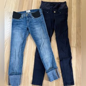 Maternity jeans bundle -Current Elliott side panel,size 25. H&M low band, size 4